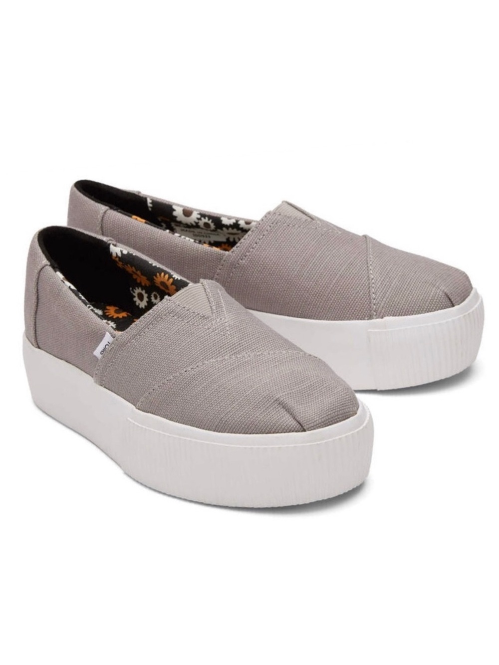 TOMS Womens Alpargata Gray Boardwalk Platform Preppy Sneakers Shoes 10